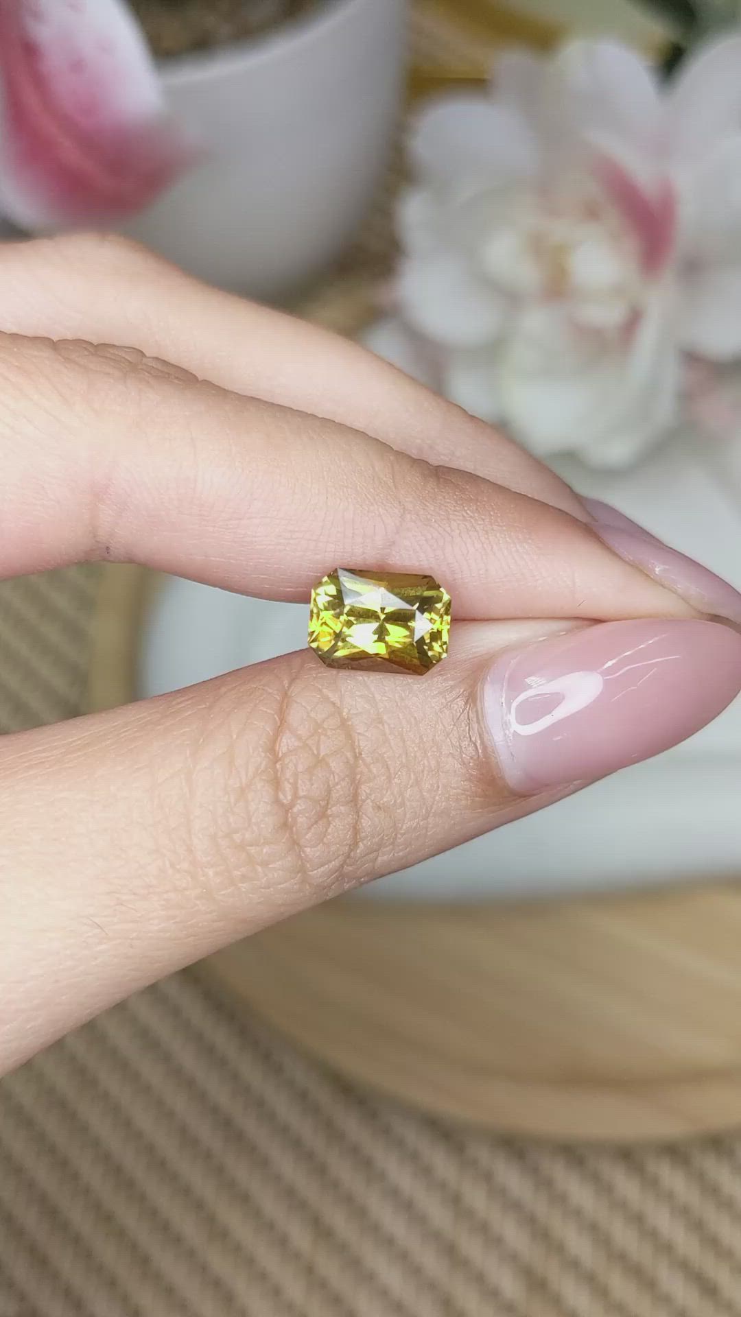3.09 Ct. Greenish Yellow Chrysoberyl from Ceylon (Sri Lanka) Size Video