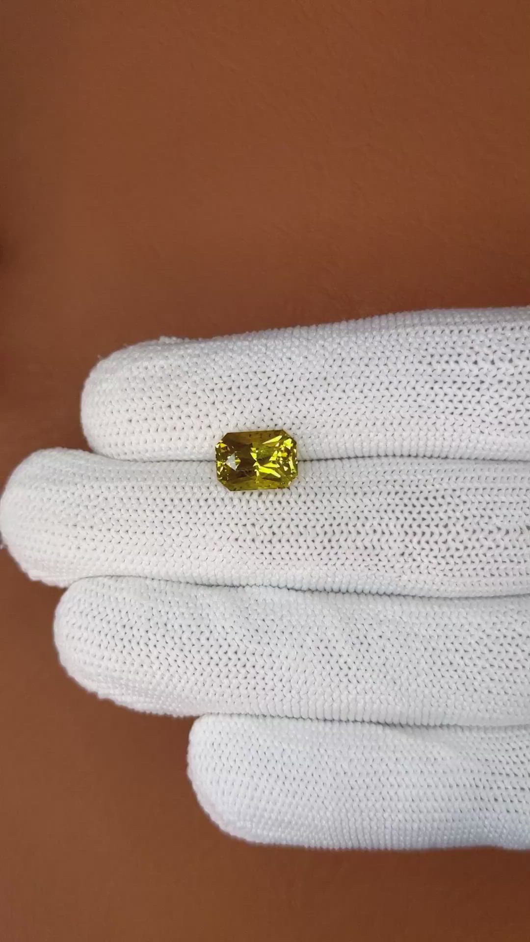 3.09 Ct. Greenish Yellow Chrysoberyl from Ceylon (Sri Lanka) Size Video