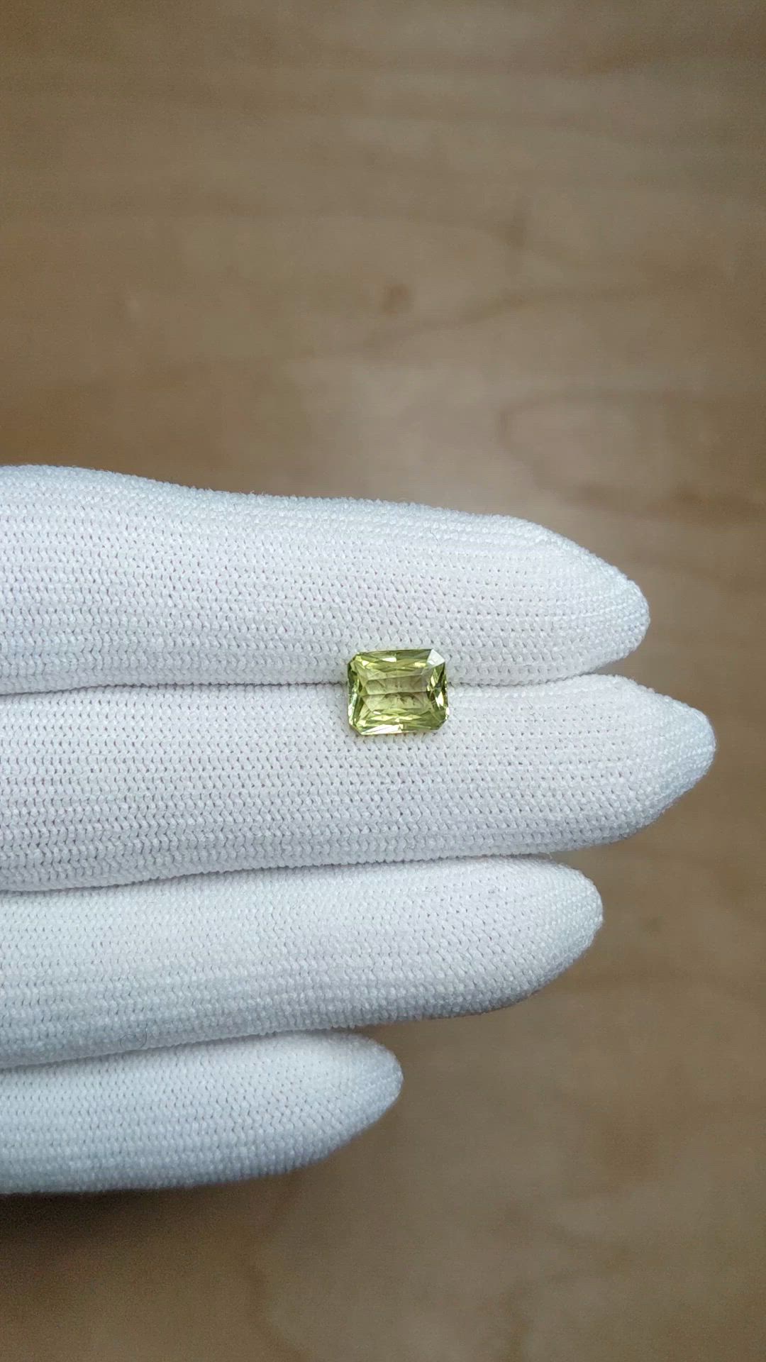 2.05 Ct. Yellowish Green Chrysoberyl from Ceylon (Sri Lanka) Size Video
