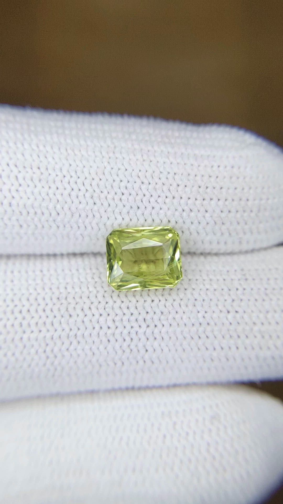 2.05 Ct. Yellowish Green Chrysoberyl from Ceylon (Sri Lanka) Size Video