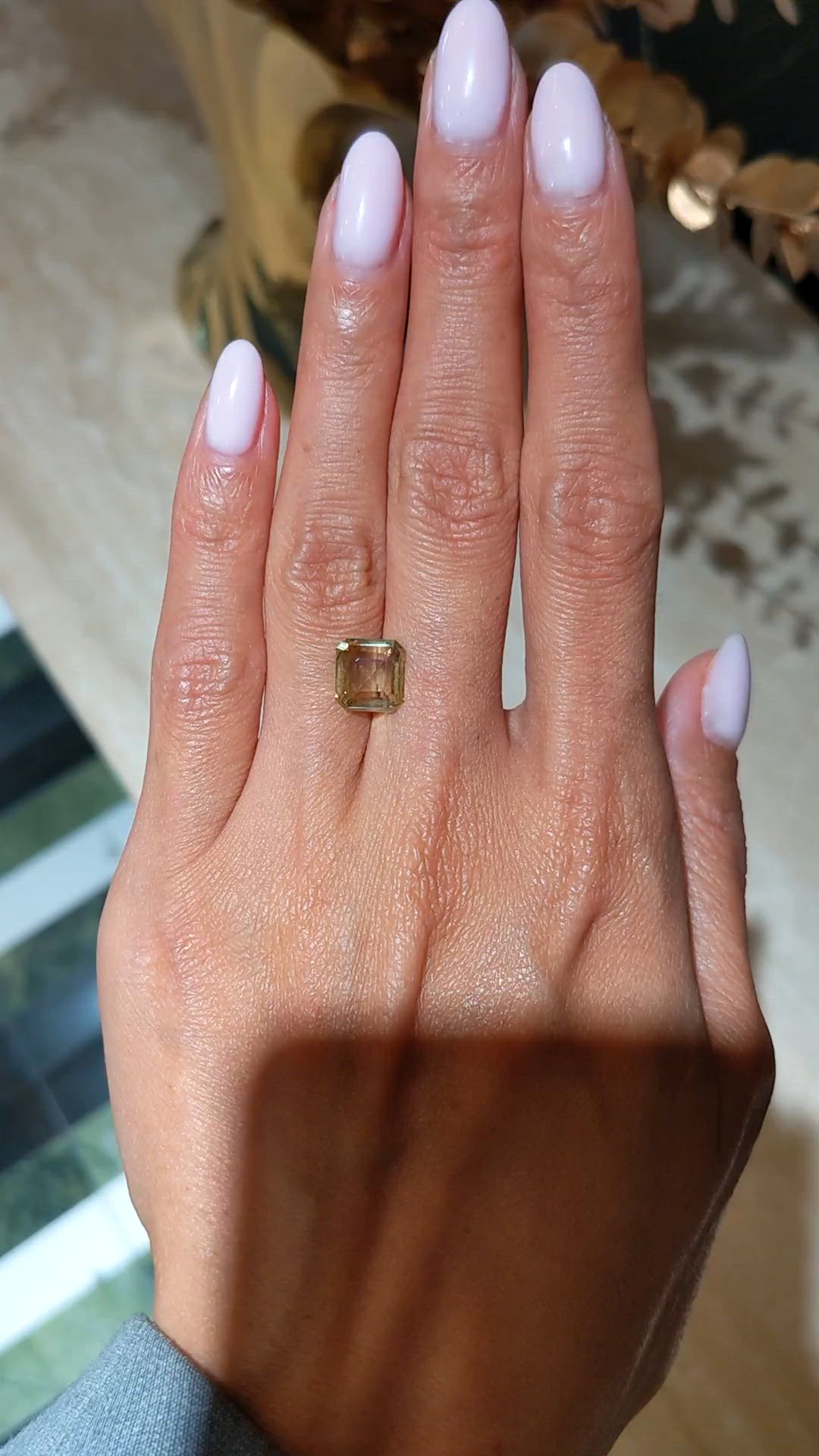 2.44 Ct. Yellowish Green Chrysoberyl from Ceylon (Sri Lanka) Size Video