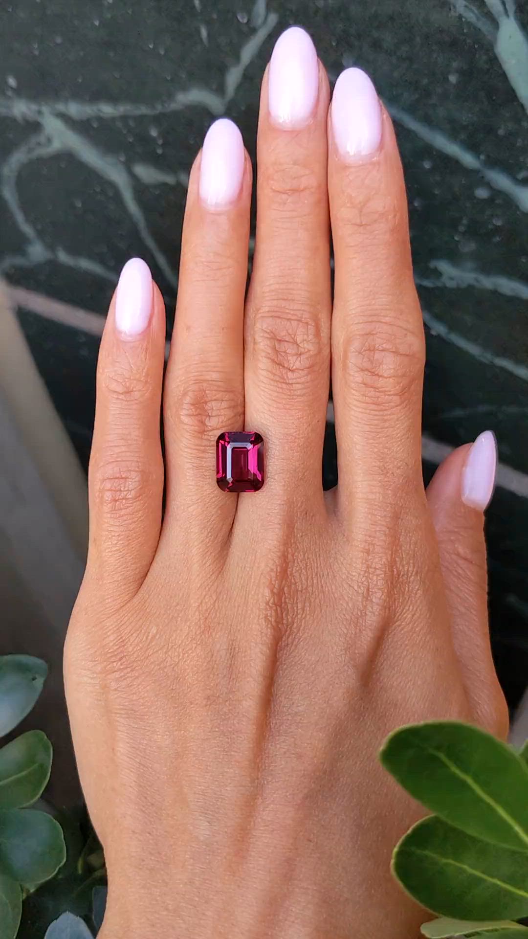 5.25 Ct. Purplish Red Garnet from Ceylon (Sri Lanka) Size Video