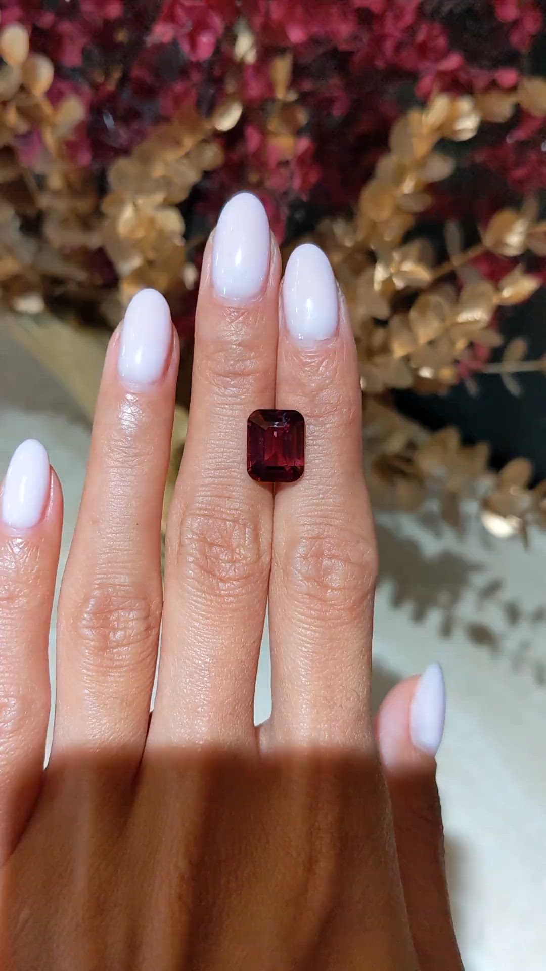 5.25 Ct. Purplish Red Garnet from Ceylon (Sri Lanka) Size Video