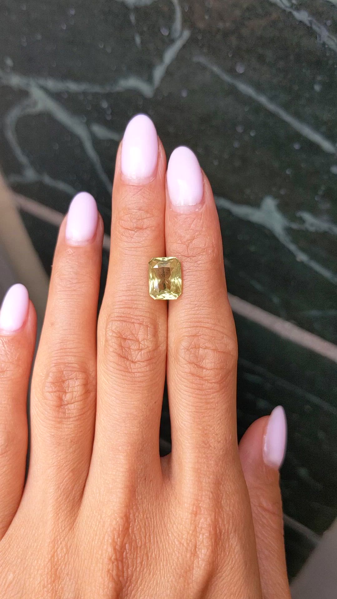 4.50 Ct. Yellowish Green Chrysoberyl from Ceylon (Sri Lanka) Size Video