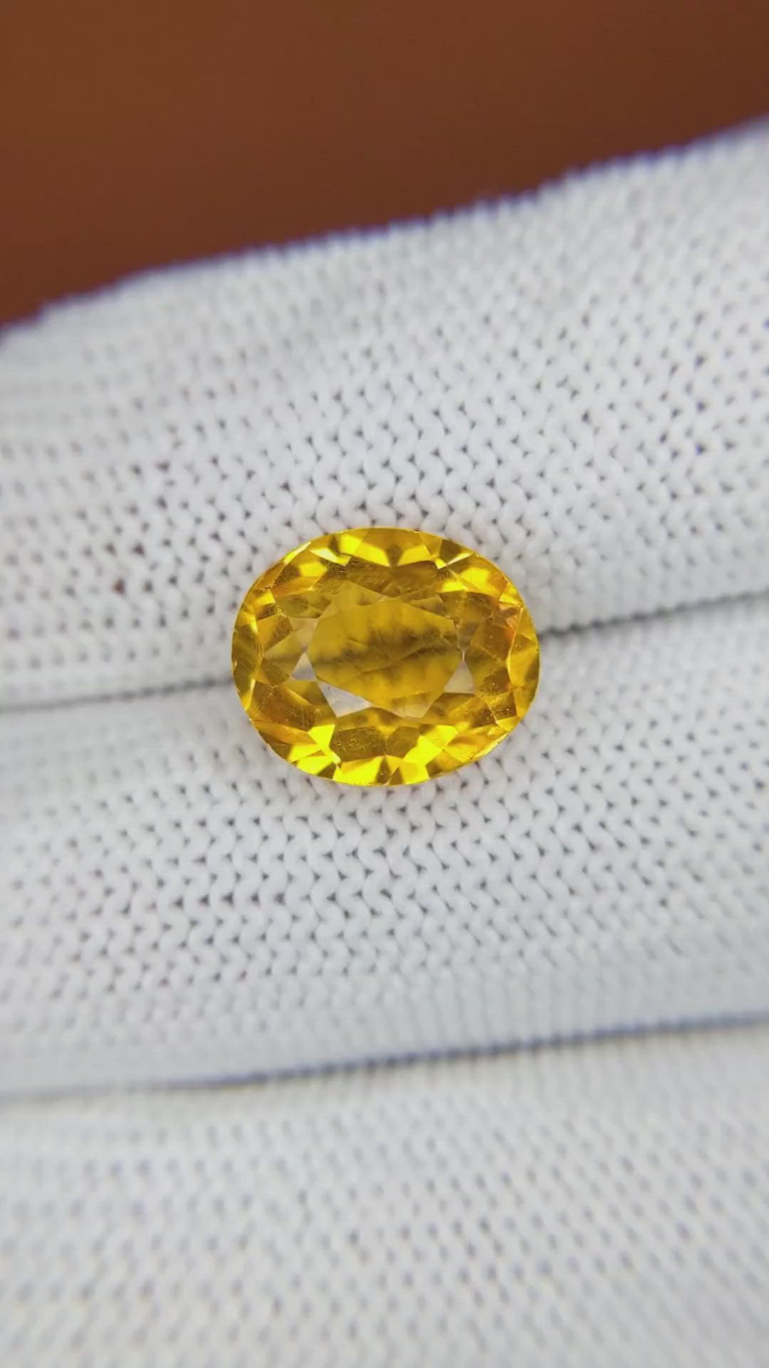 4.35 Ct. Yellow Citrine from Brazil Size Video