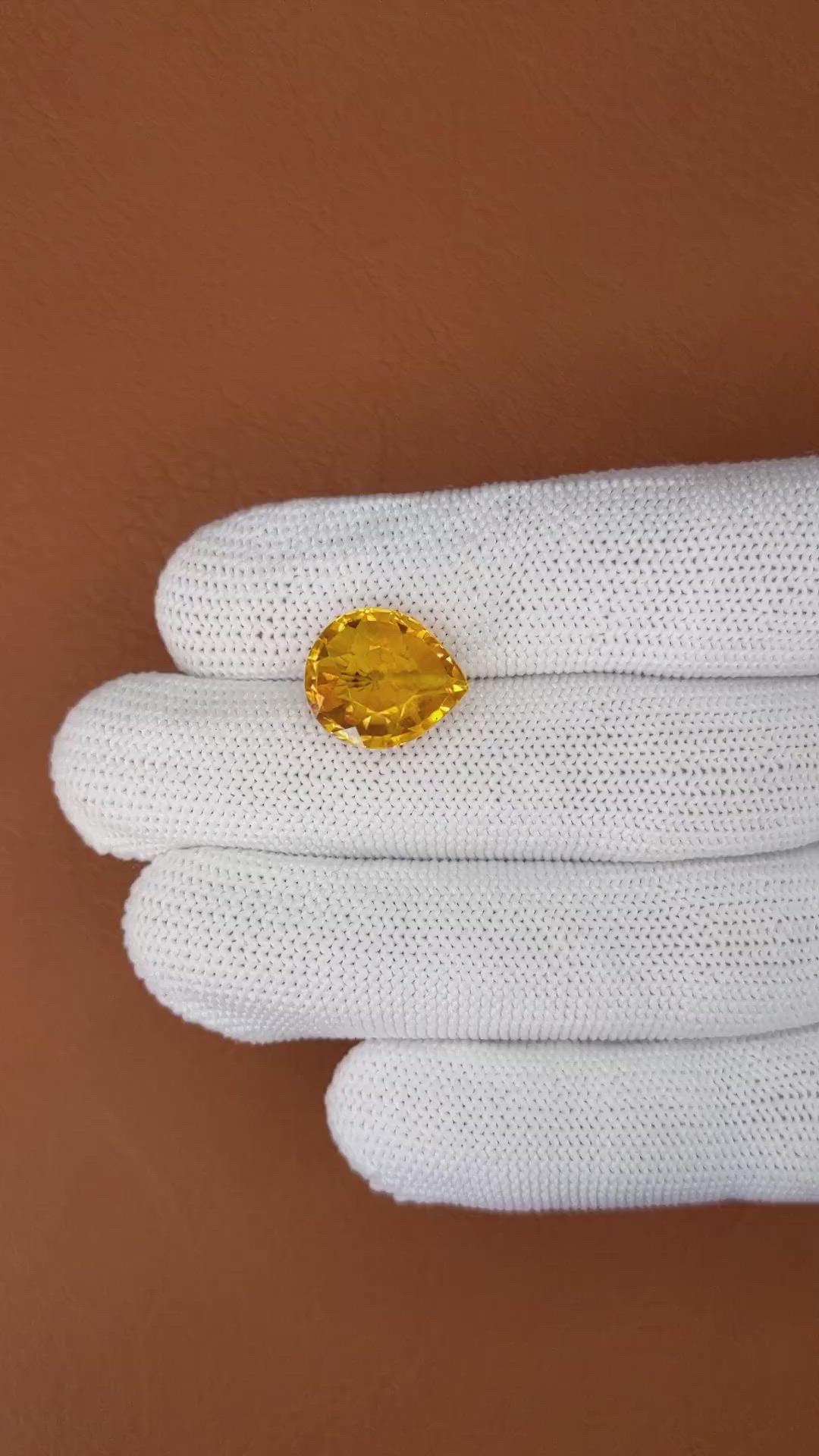 8.51 Ct. Orangish Yellow Citrine from Brazil Size Video