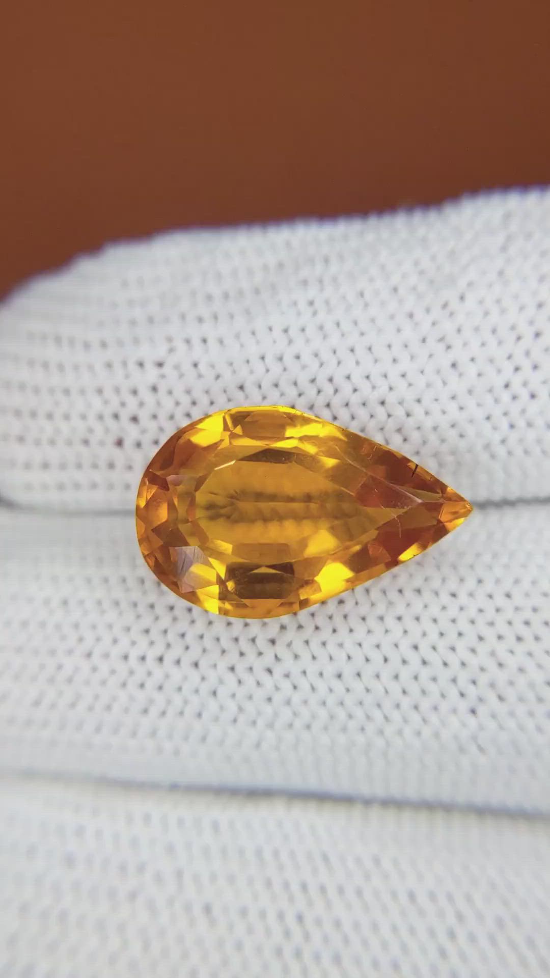 8.89 Ct. Orangish Yellow Citrine from Brazil Size Video
