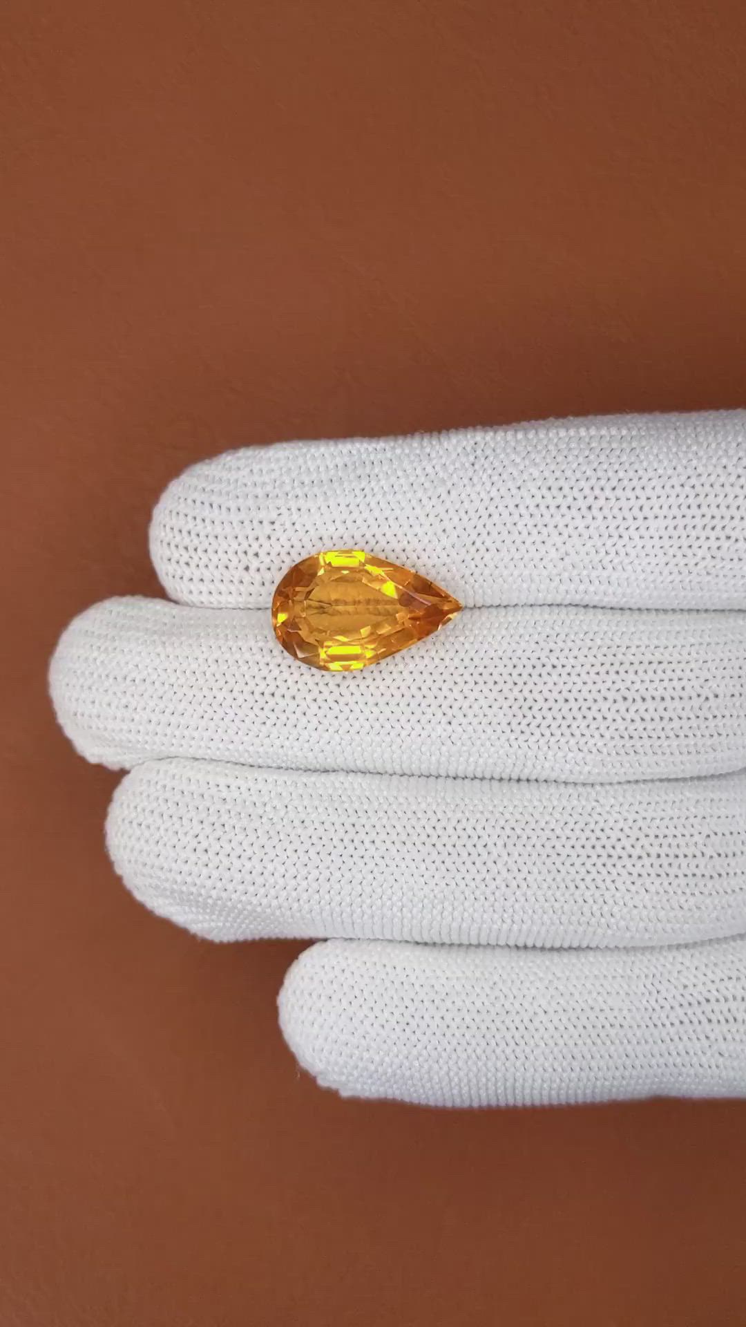 8.89 Ct. Orangish Yellow Citrine from Brazil Size Video