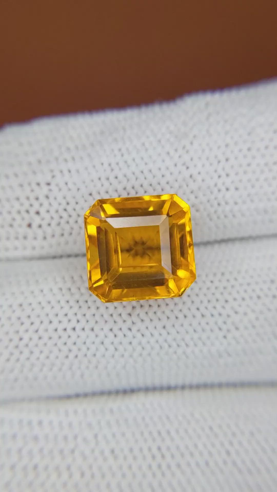 7.45 Ct. Orangish Yellow Citrine from Brazil Size Video