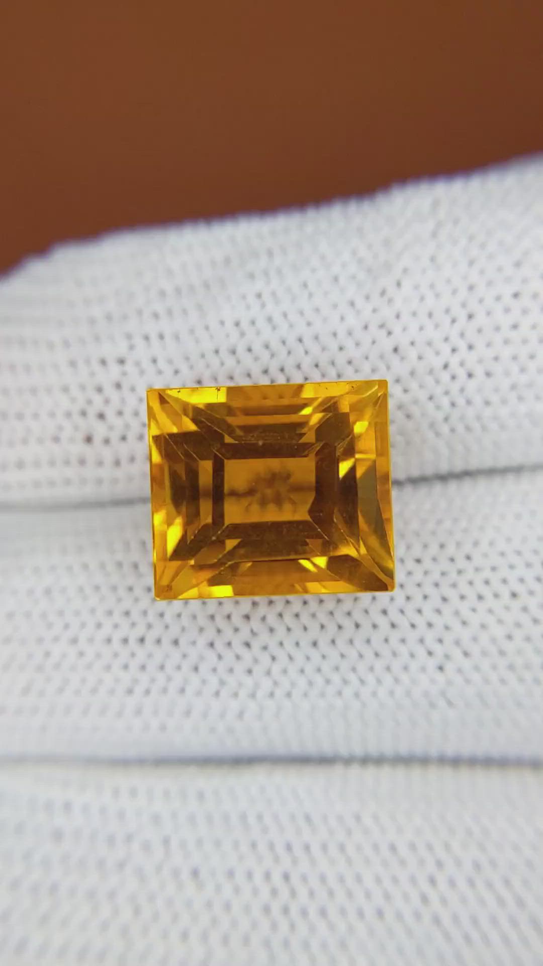 11.37 Ct. Orangish Yellow Citrine from Brazil Size Video