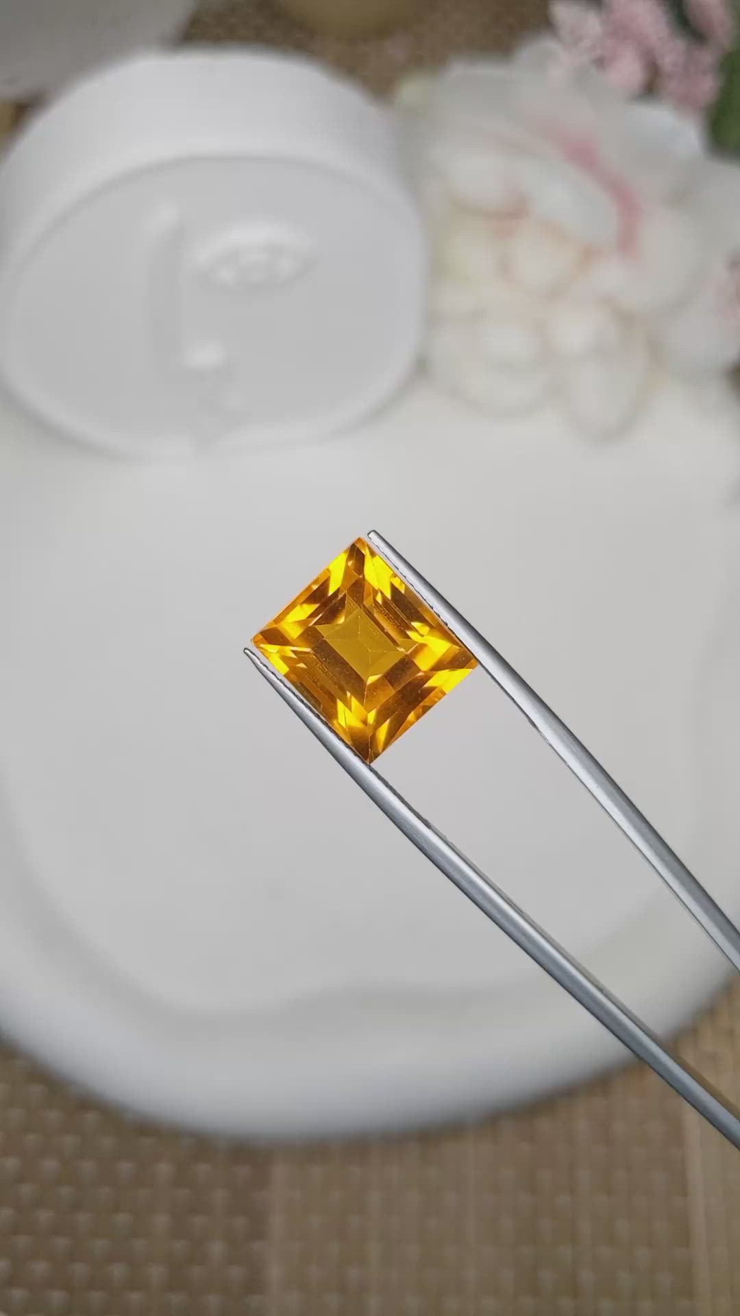 11.37 Ct. Orangish Yellow Citrine from Brazil Size Video