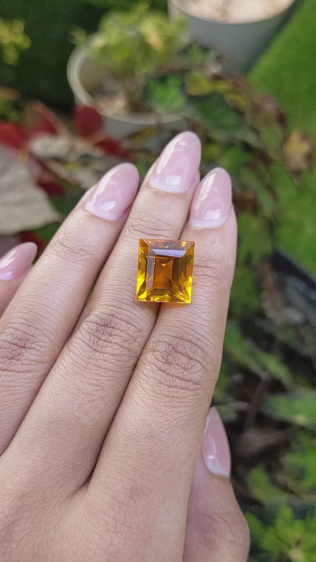 11.37 Ct. Orangish Yellow Citrine from Brazil Size Video