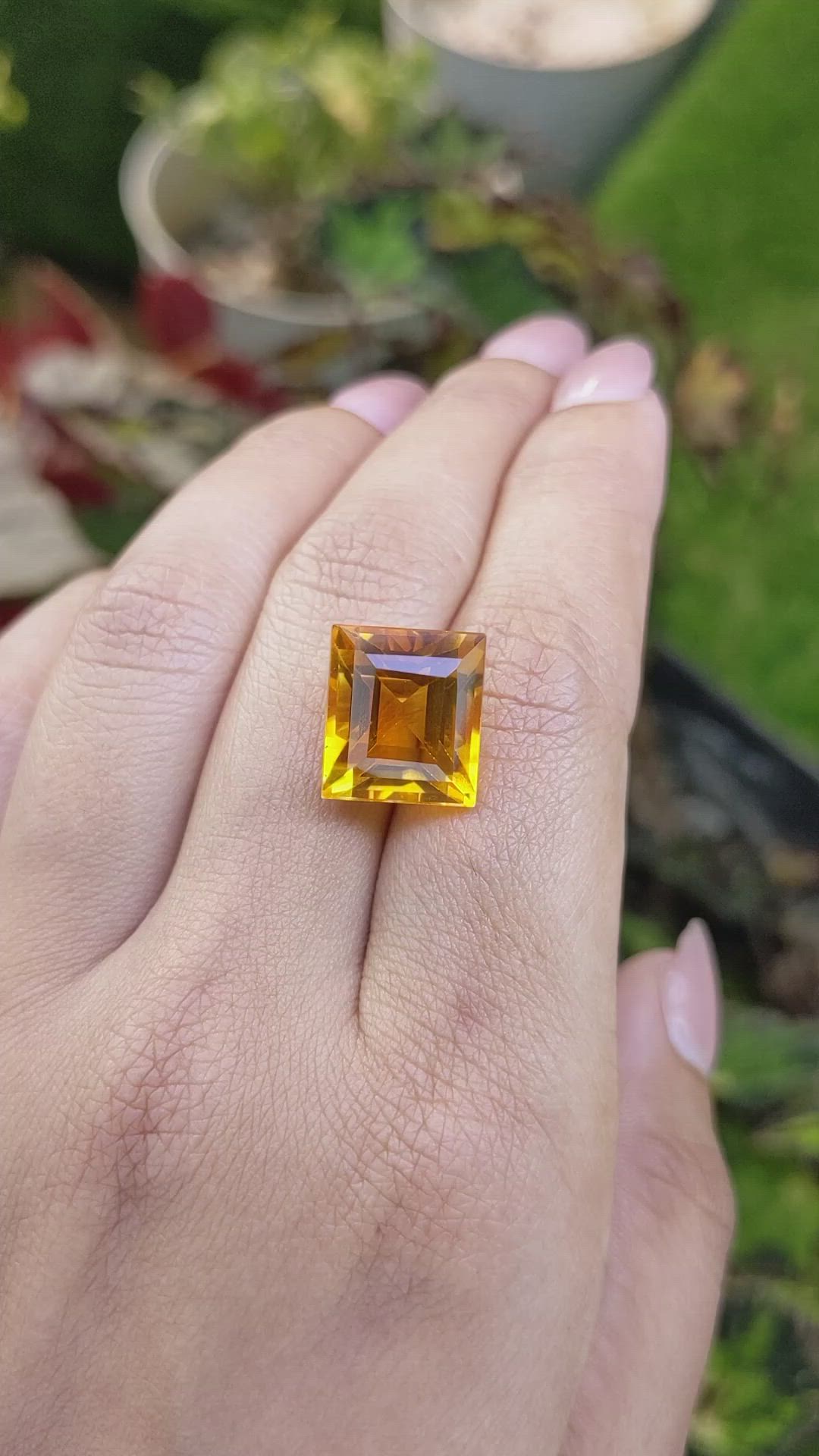 11.37 Ct. Orangish Yellow Citrine from Brazil Size Video