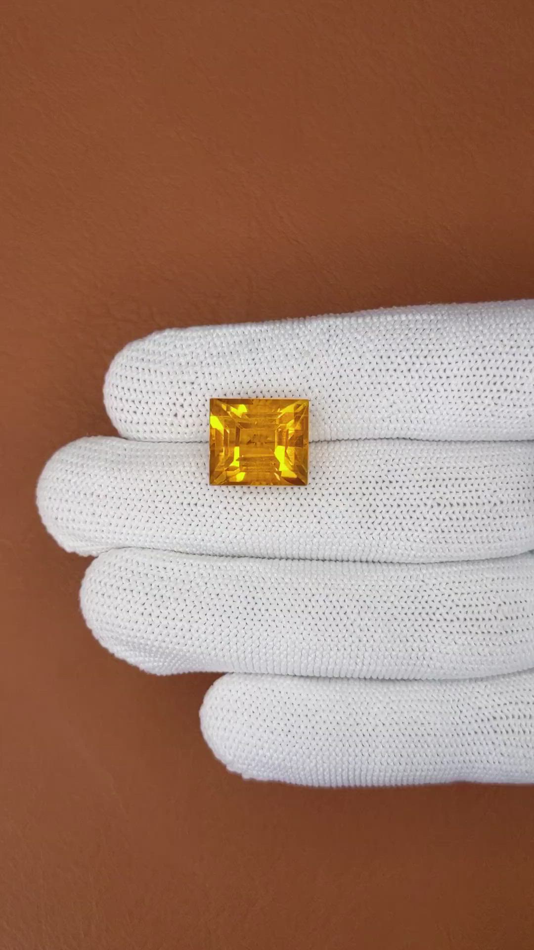 11.37 Ct. Orangish Yellow Citrine from Brazil Size Video