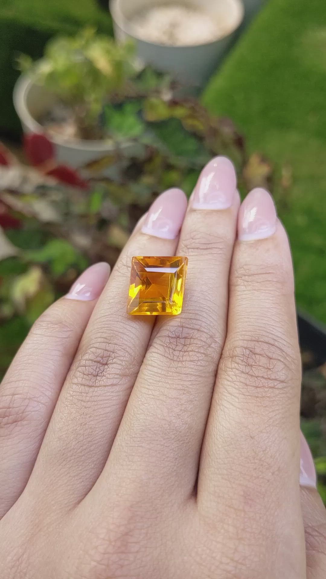 10.68 Ct. Yellowish Orange Citrine from Brazil Size Video
