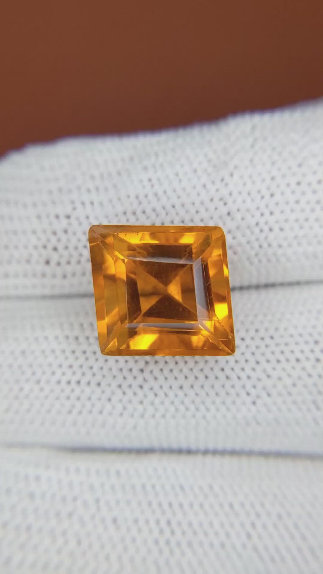 10.68 Ct. Yellowish Orange Citrine from Brazil Size Video