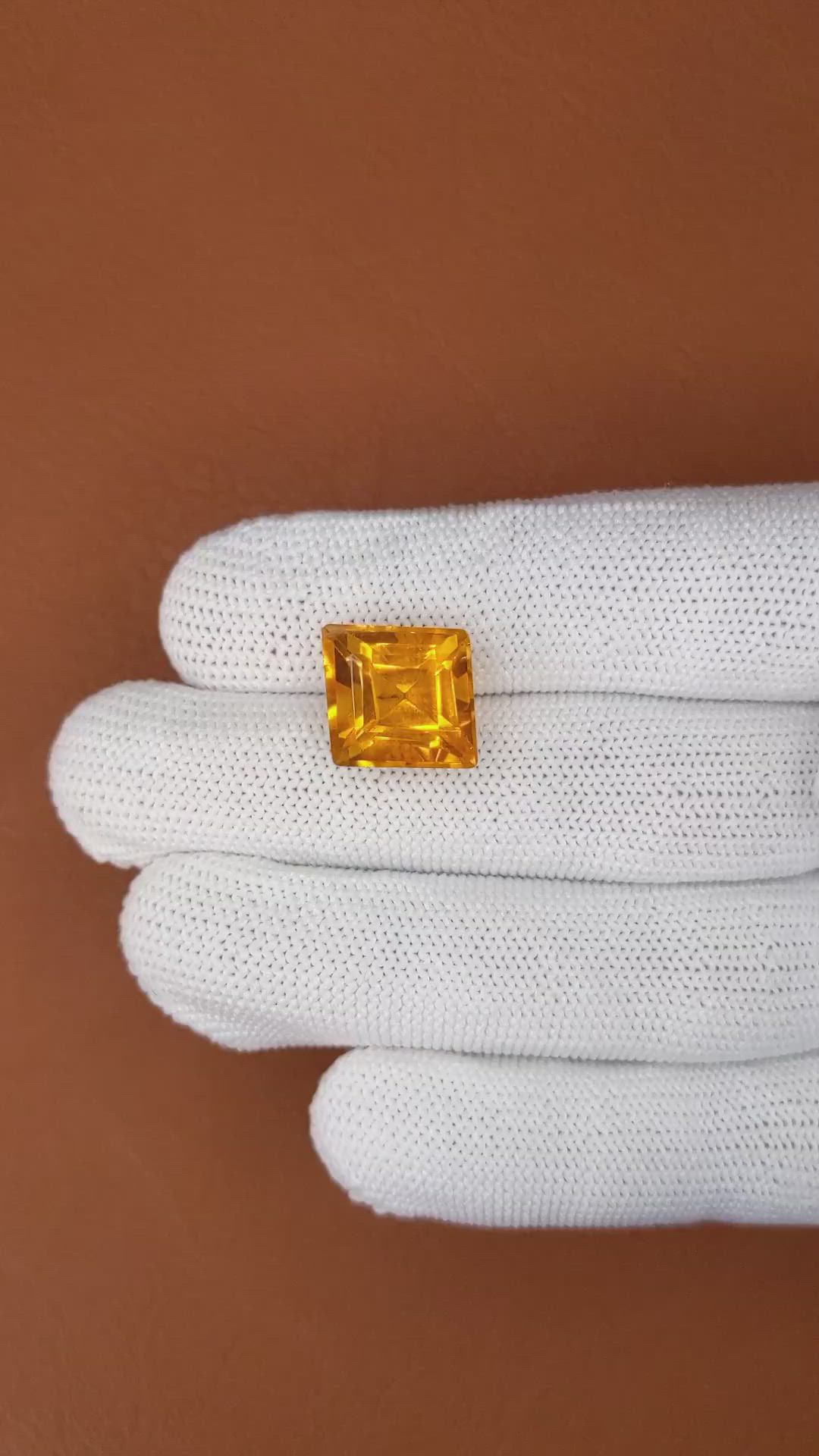 10.68 Ct. Yellowish Orange Citrine from Brazil Size Video
