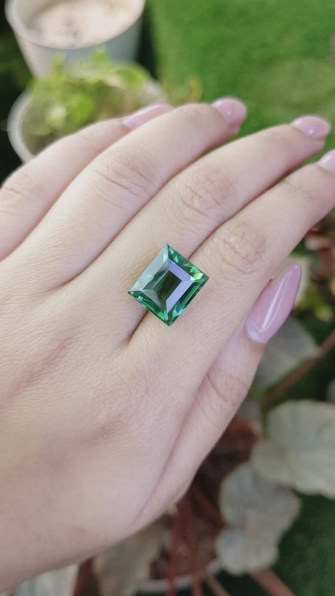 10.63 Ct. Bluish Green Prasiolite from Brazil Size Video
