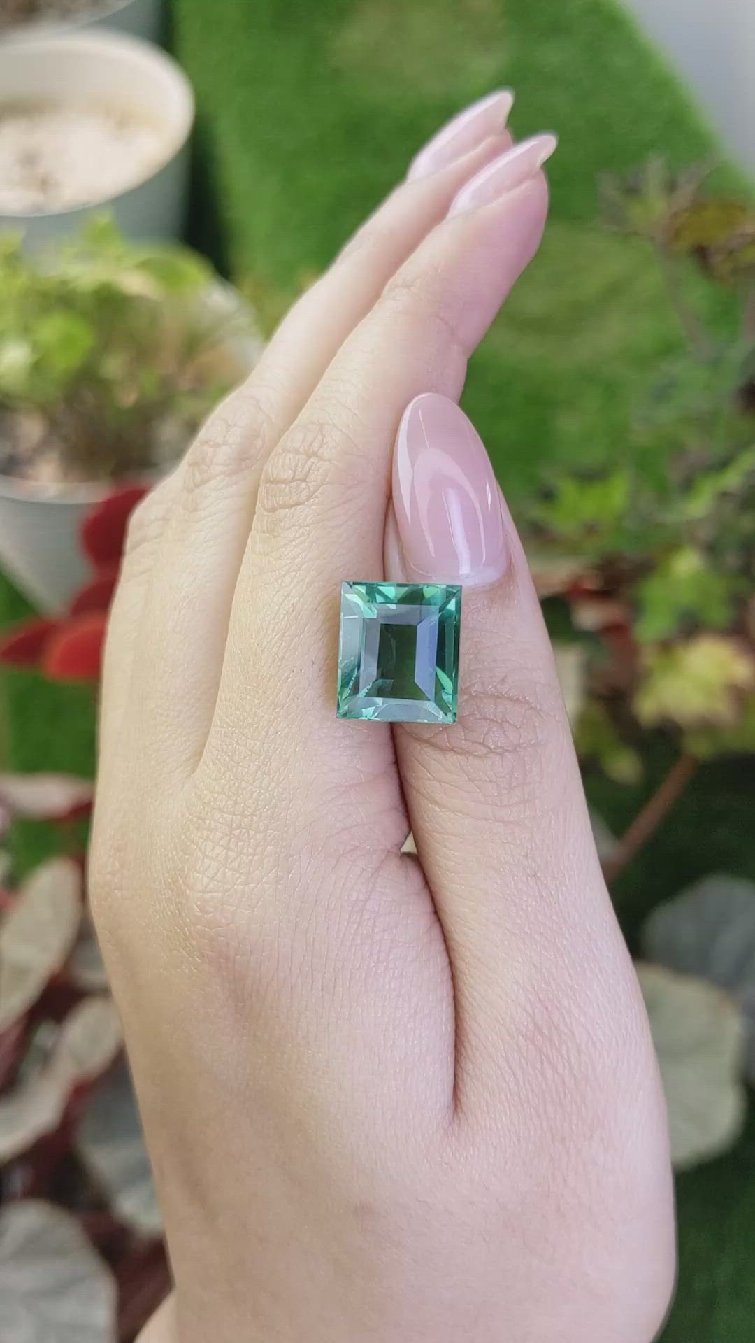 10.63 Ct. Bluish Green Prasiolite from Brazil Size Video