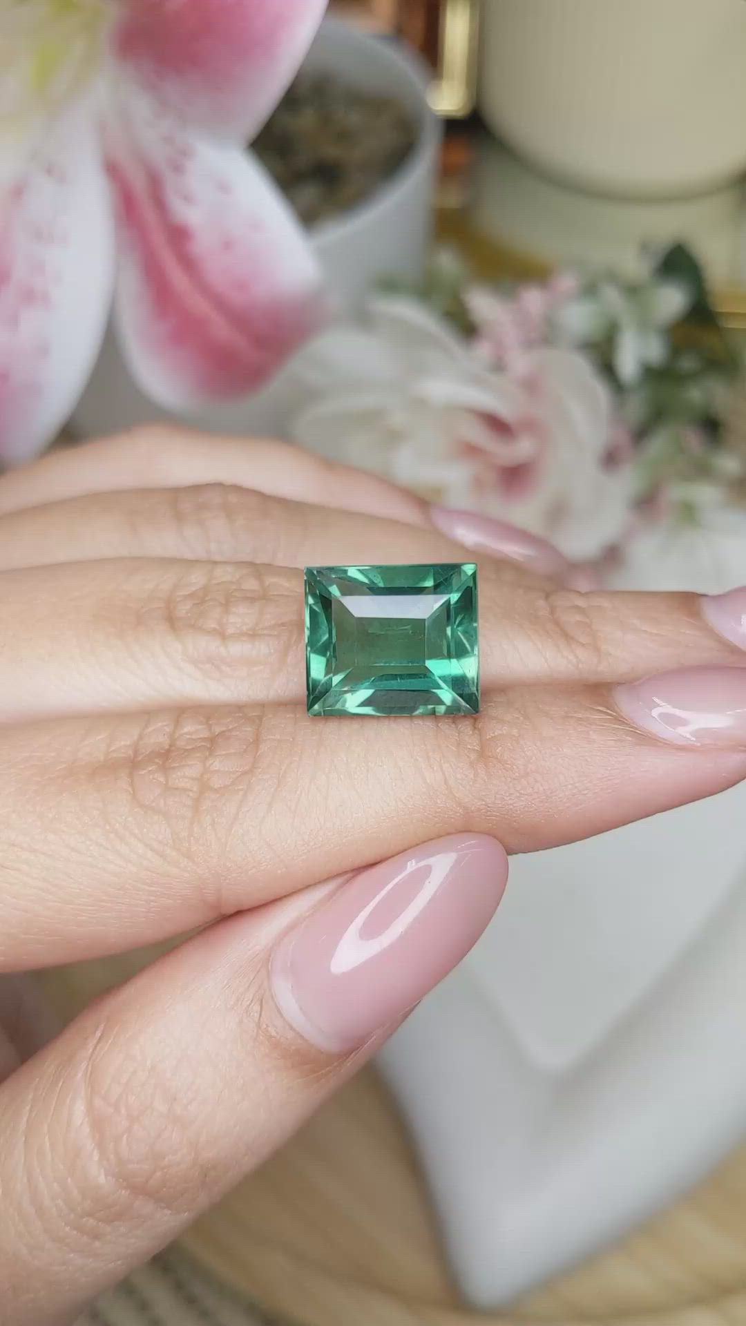 10.63 Ct. Bluish Green Prasiolite from Brazil Size Video