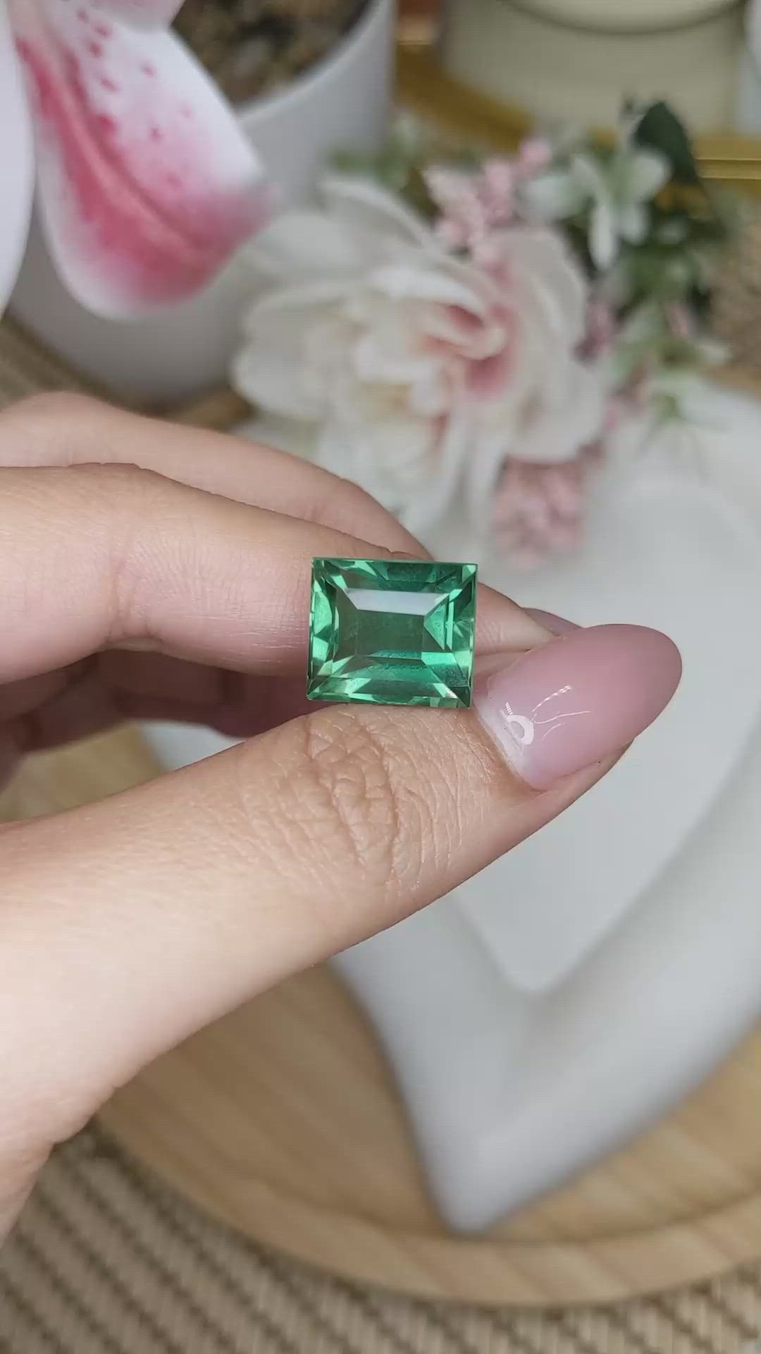 10.63 Ct. Bluish Green Prasiolite from Brazil Size Video