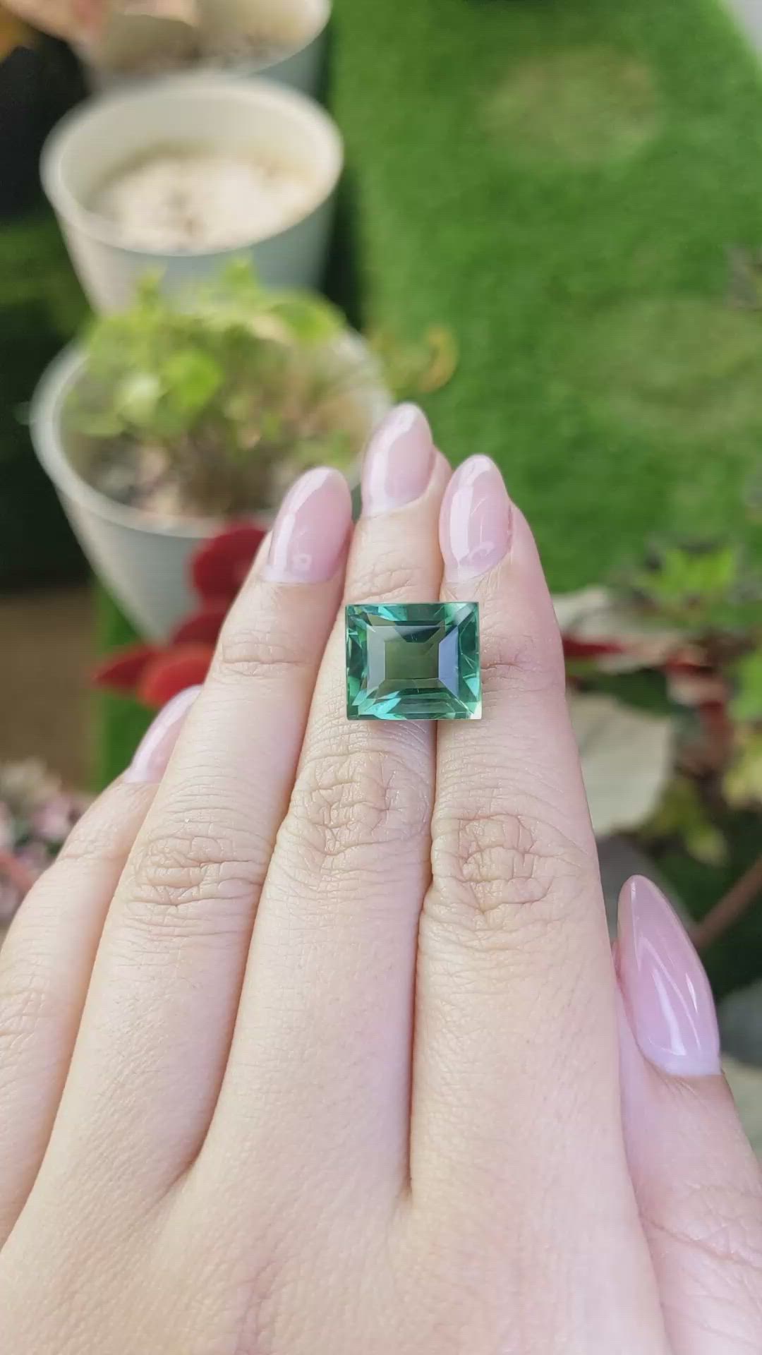 10.63 Ct. Bluish Green Prasiolite from Brazil Size Video