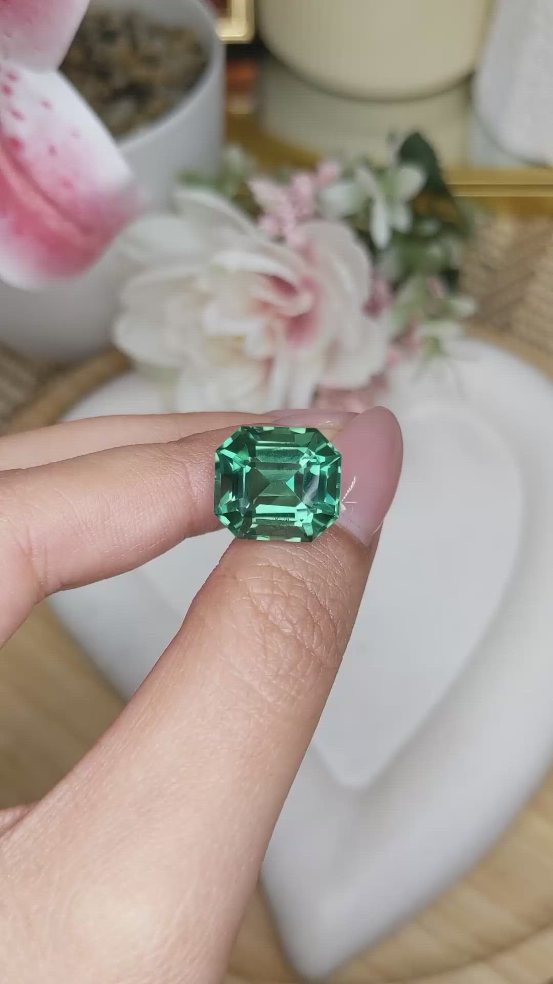 10.31 Ct. Bluish Green Prasiolite from Brazil Size Video