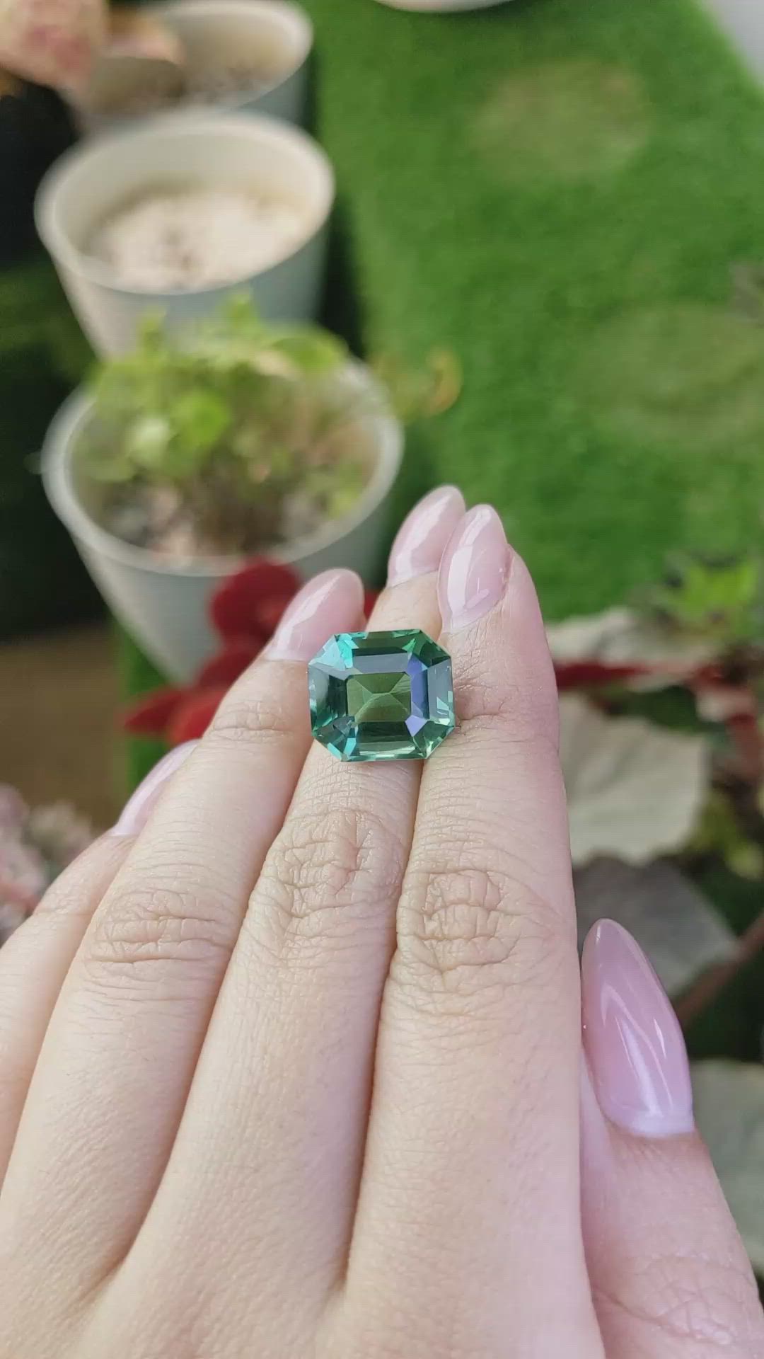 10.31 Ct. Bluish Green Prasiolite from Brazil Size Video