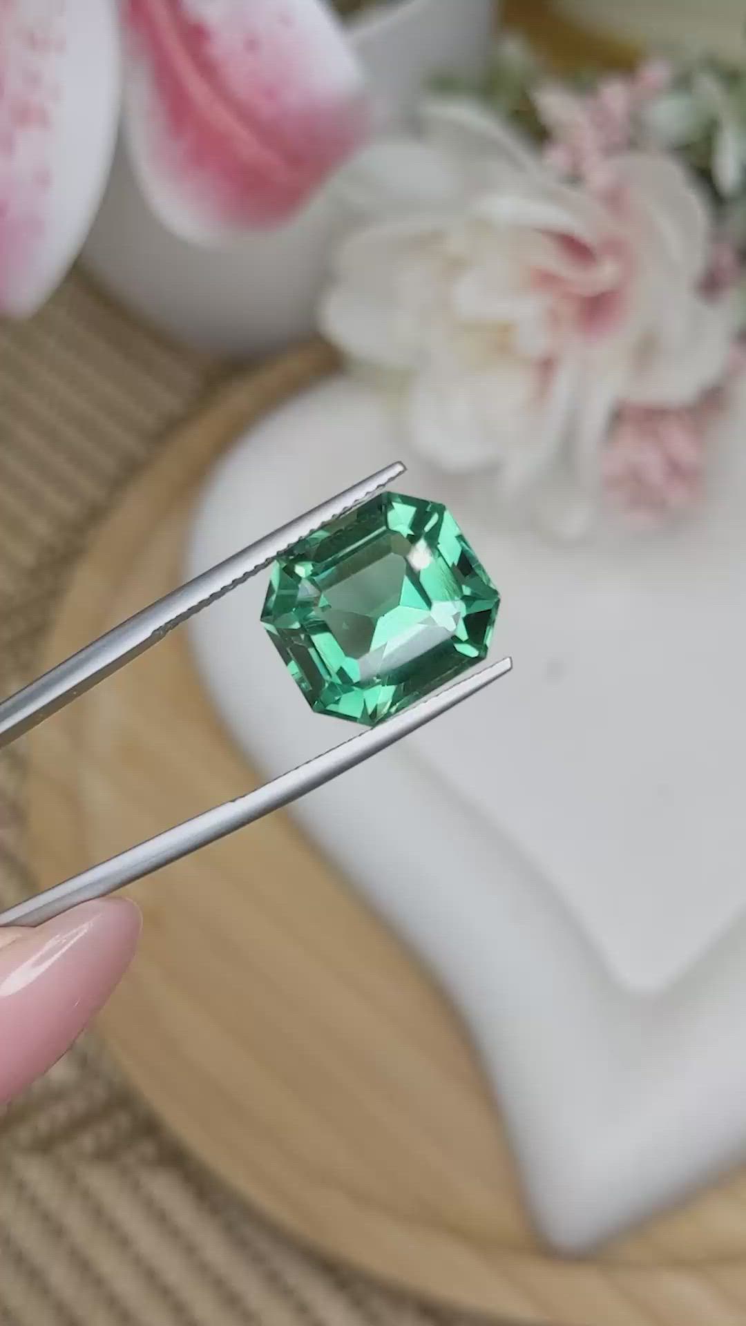 10.31 Ct. Bluish Green Prasiolite from Brazil Size Video