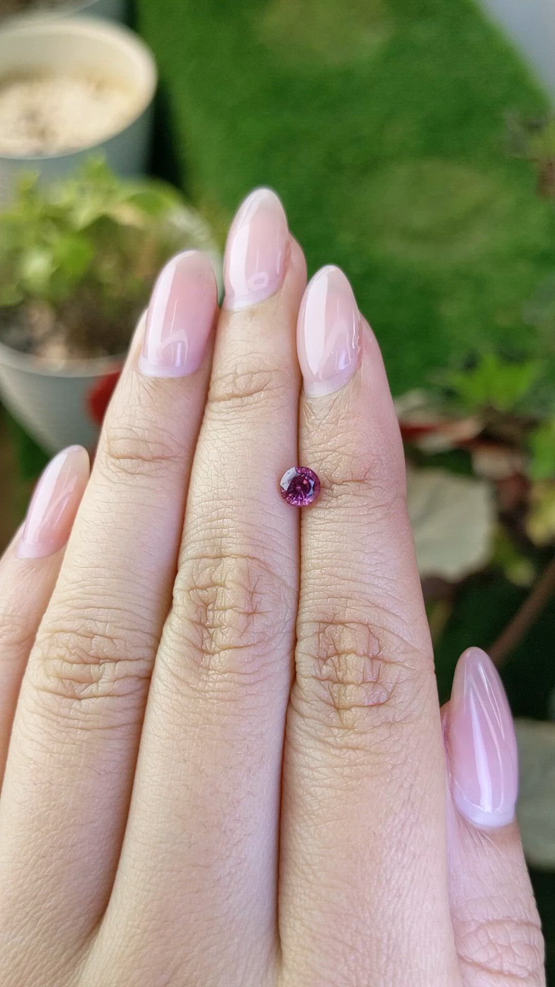 0.59 Ct. Purplish Pink Rhodolite Garnet from Ceylon (Sri Lanka) Size Video