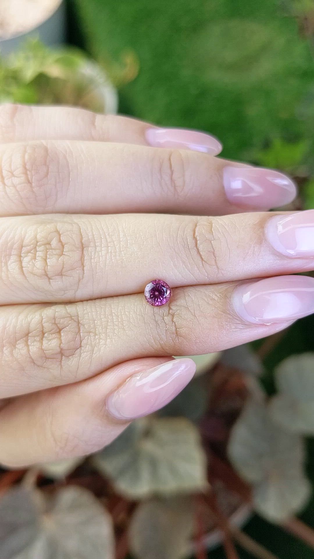 0.59 Ct. Purplish Pink Rhodolite Garnet from Ceylon (Sri Lanka) Size Video