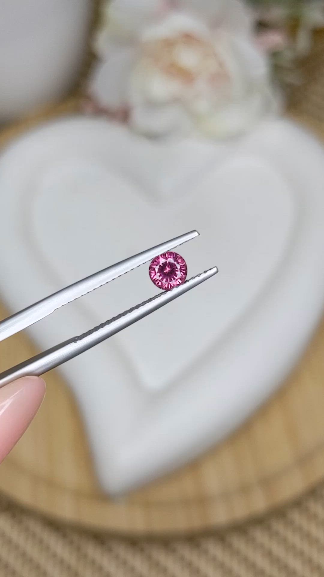 0.59 Ct. Purplish Pink Rhodolite Garnet from Ceylon (Sri Lanka) Size Video
