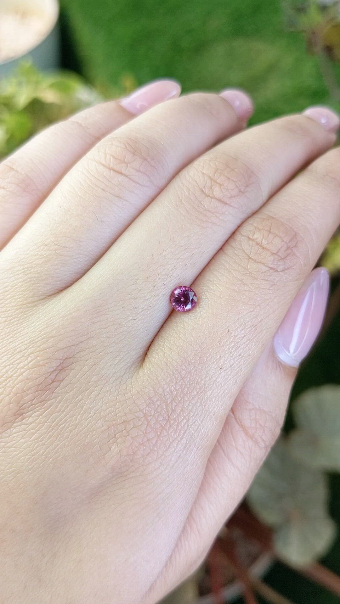 0.59 Ct. Purplish Pink Rhodolite Garnet from Ceylon (Sri Lanka) Size Video