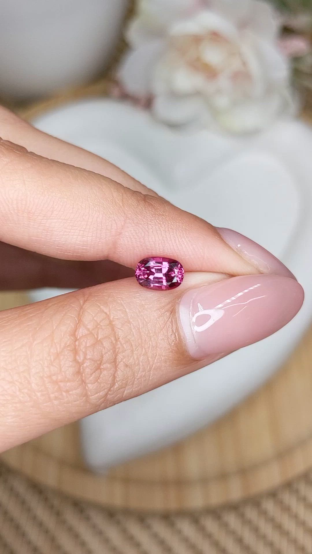 1.08 Ct. Purplish Pink Rhodolite Garnet from Ceylon (Sri Lanka) Size Video
