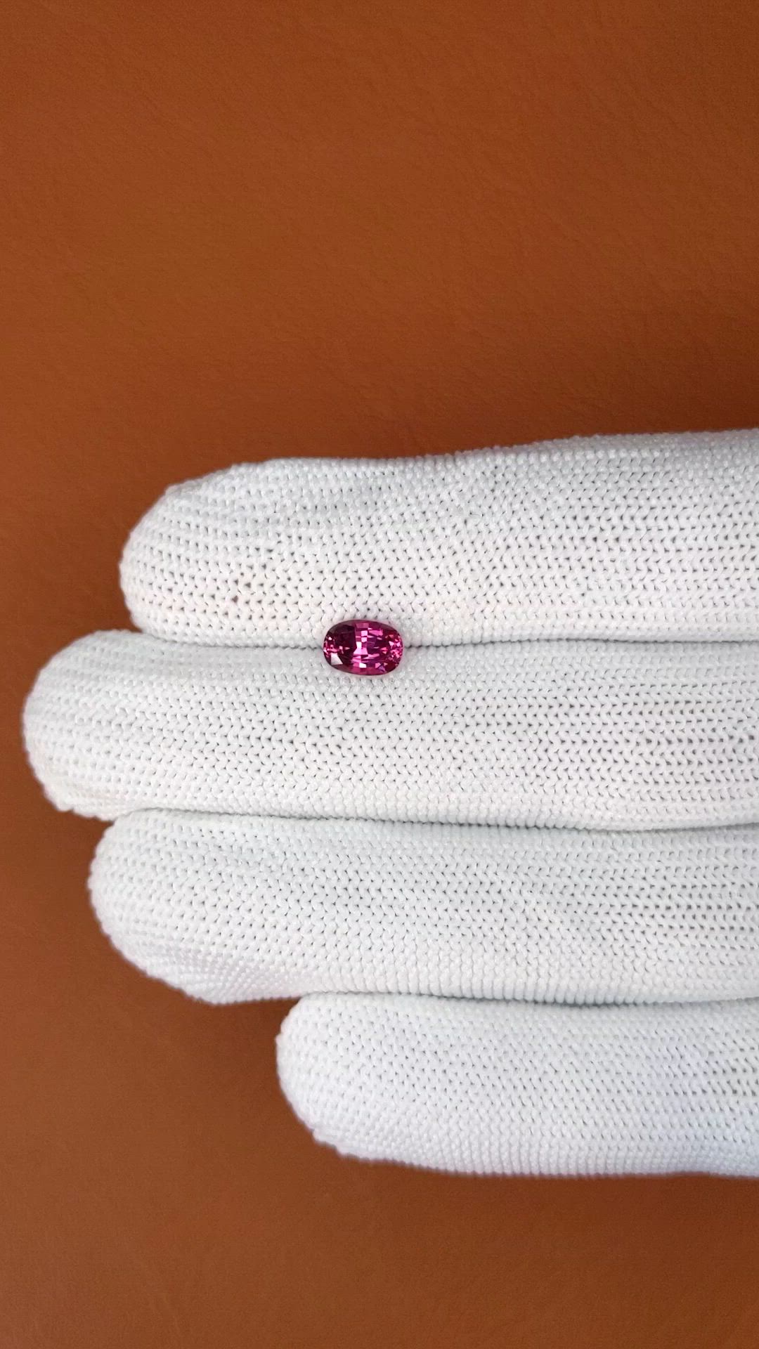 1.08 Ct. Purplish Pink Rhodolite Garnet from Ceylon (Sri Lanka) Size Video