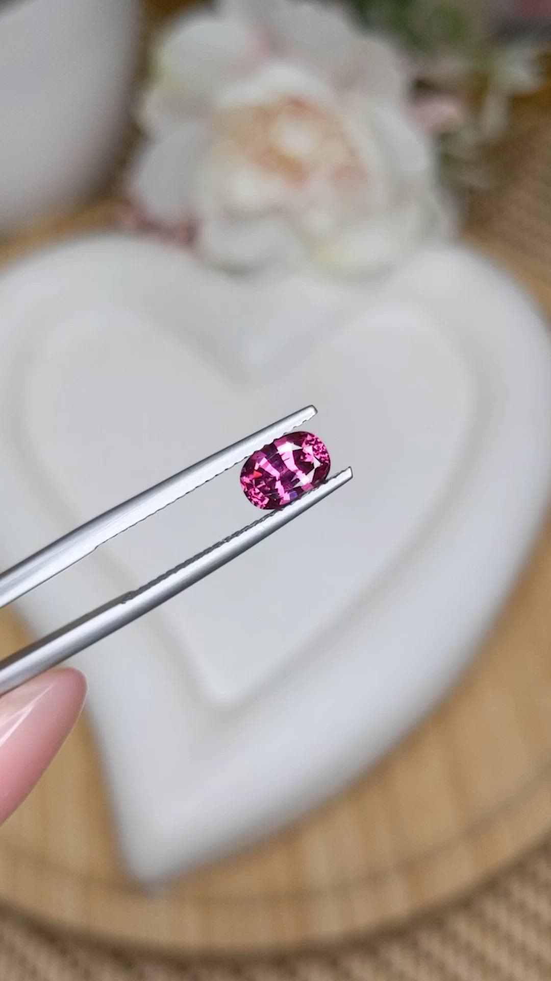 1.08 Ct. Purplish Pink Rhodolite Garnet from Ceylon (Sri Lanka) Size Video