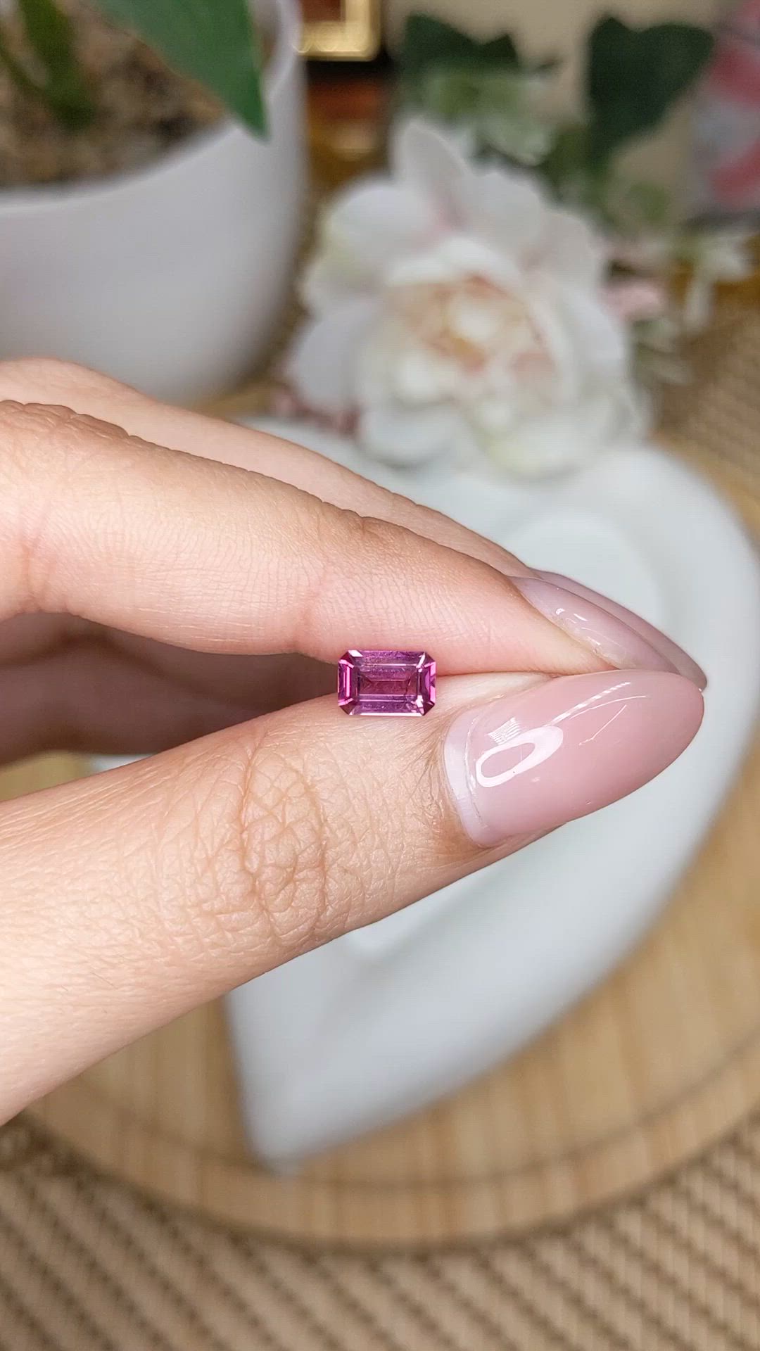 0.96 Ct. Purplish Pink Rhodolite Garnet from Ceylon (Sri Lanka) Size Video