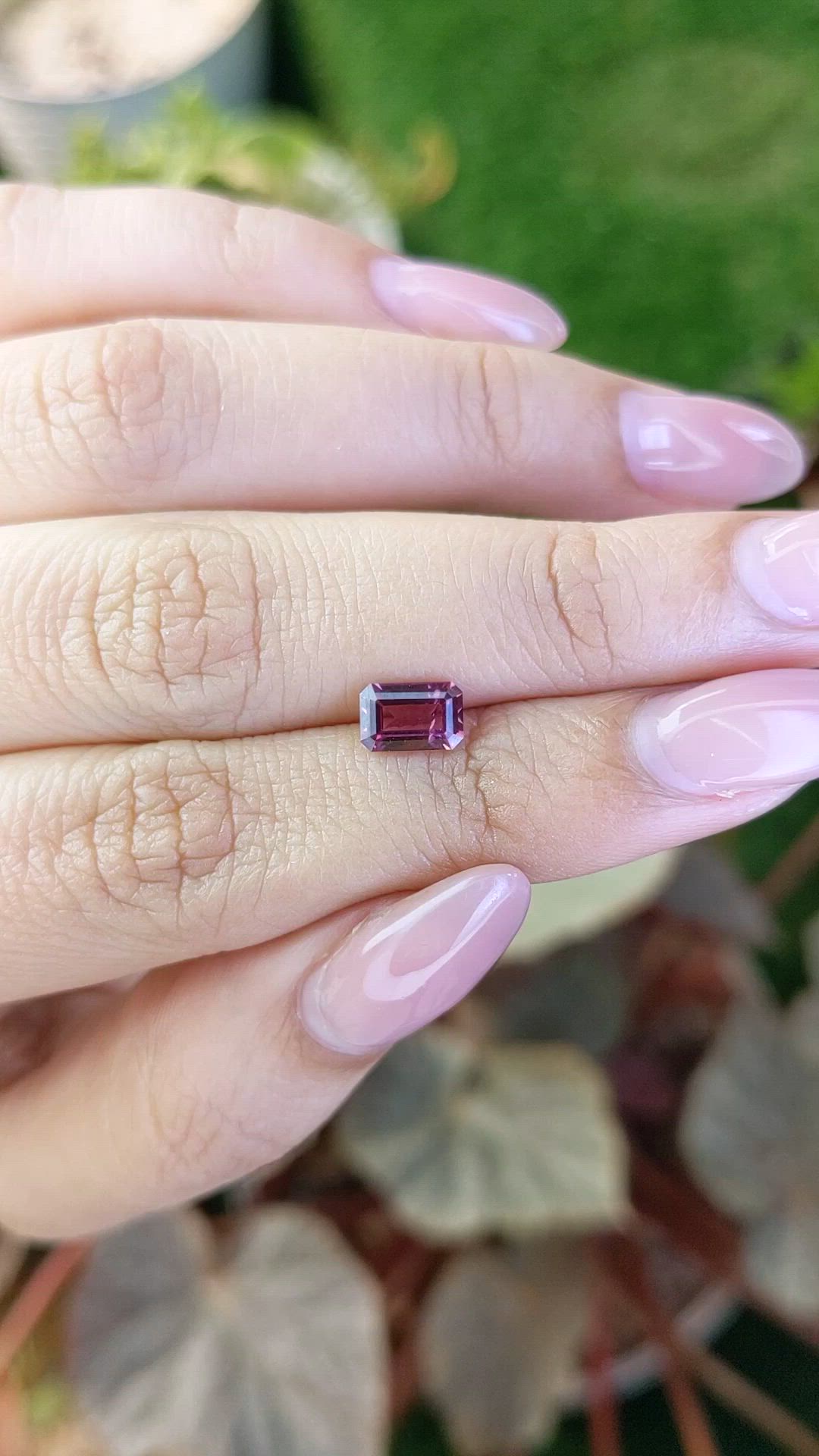 0.96 Ct. Purplish Pink Rhodolite Garnet from Ceylon (Sri Lanka) Size Video