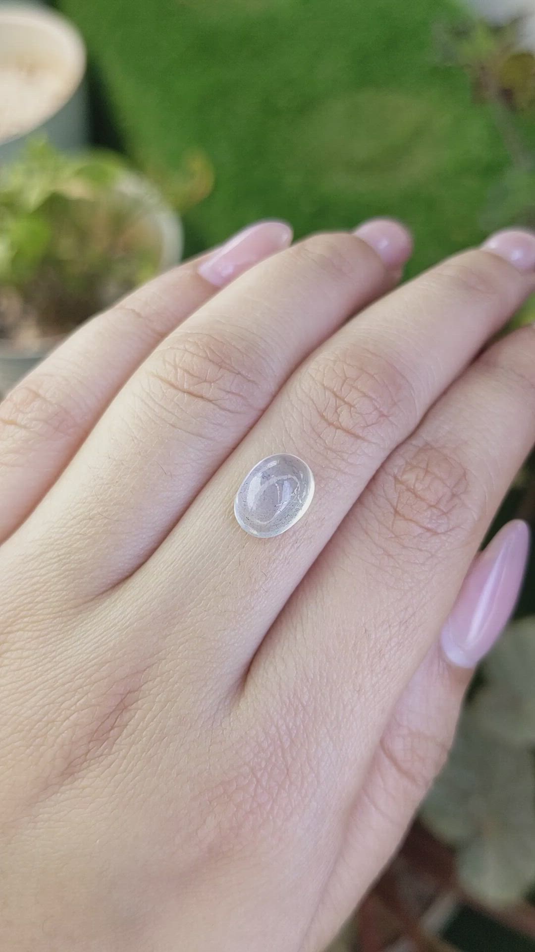 3.06 Ct. White Cabochon Quartz from Brazil Size Video