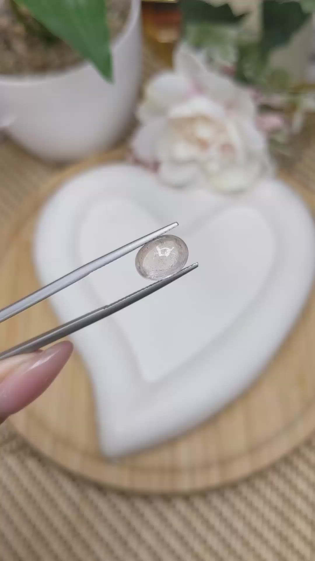 3.06 Ct. White Cabochon Quartz from Brazil Size Video