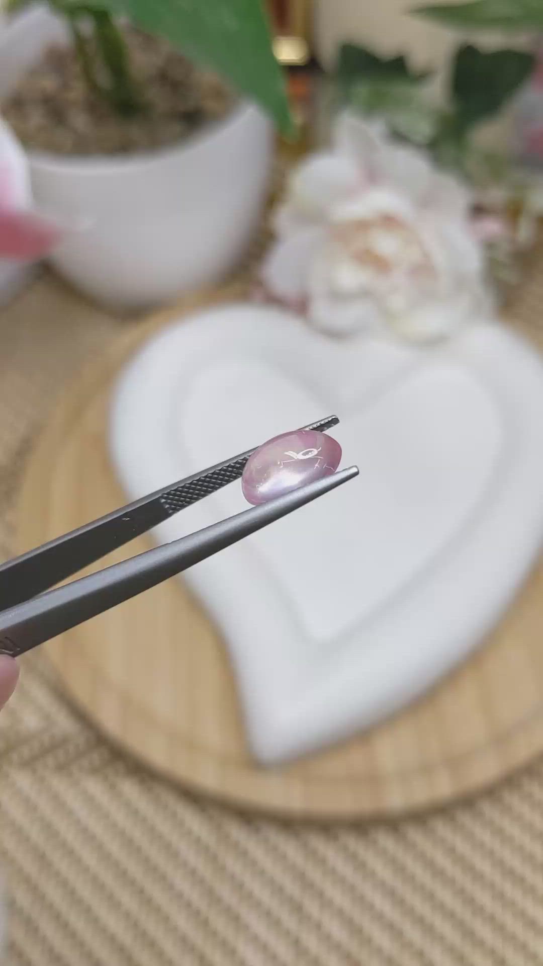 3.04 Ct. Pink Cabochon Rose Quartz from Brazil Size Video