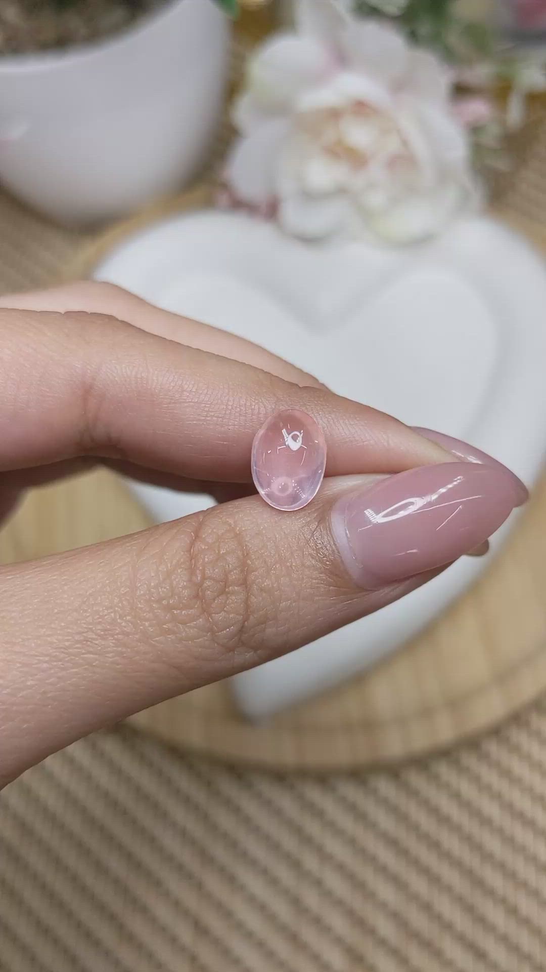 3.04 Ct. Pink Cabochon Rose Quartz from Brazil Size Video