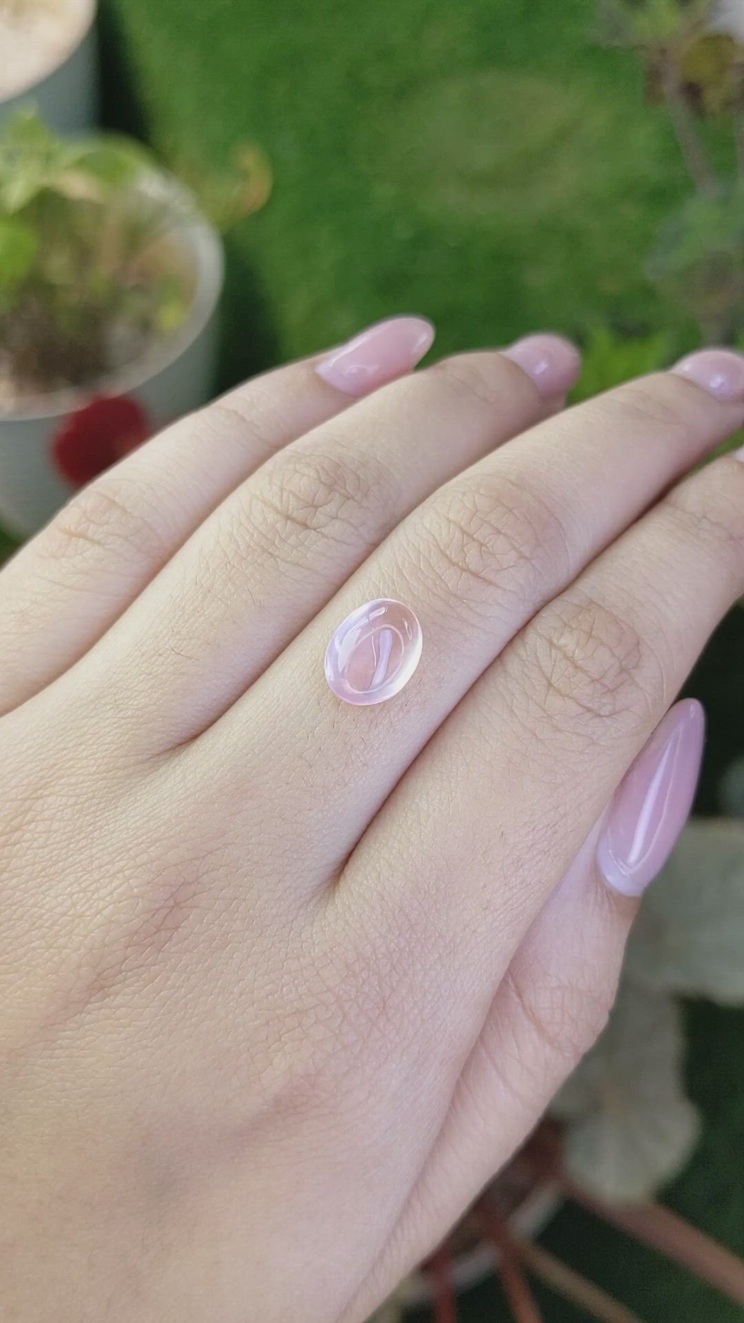 3.04 Ct. Pink Cabochon Rose Quartz from Brazil Size Video