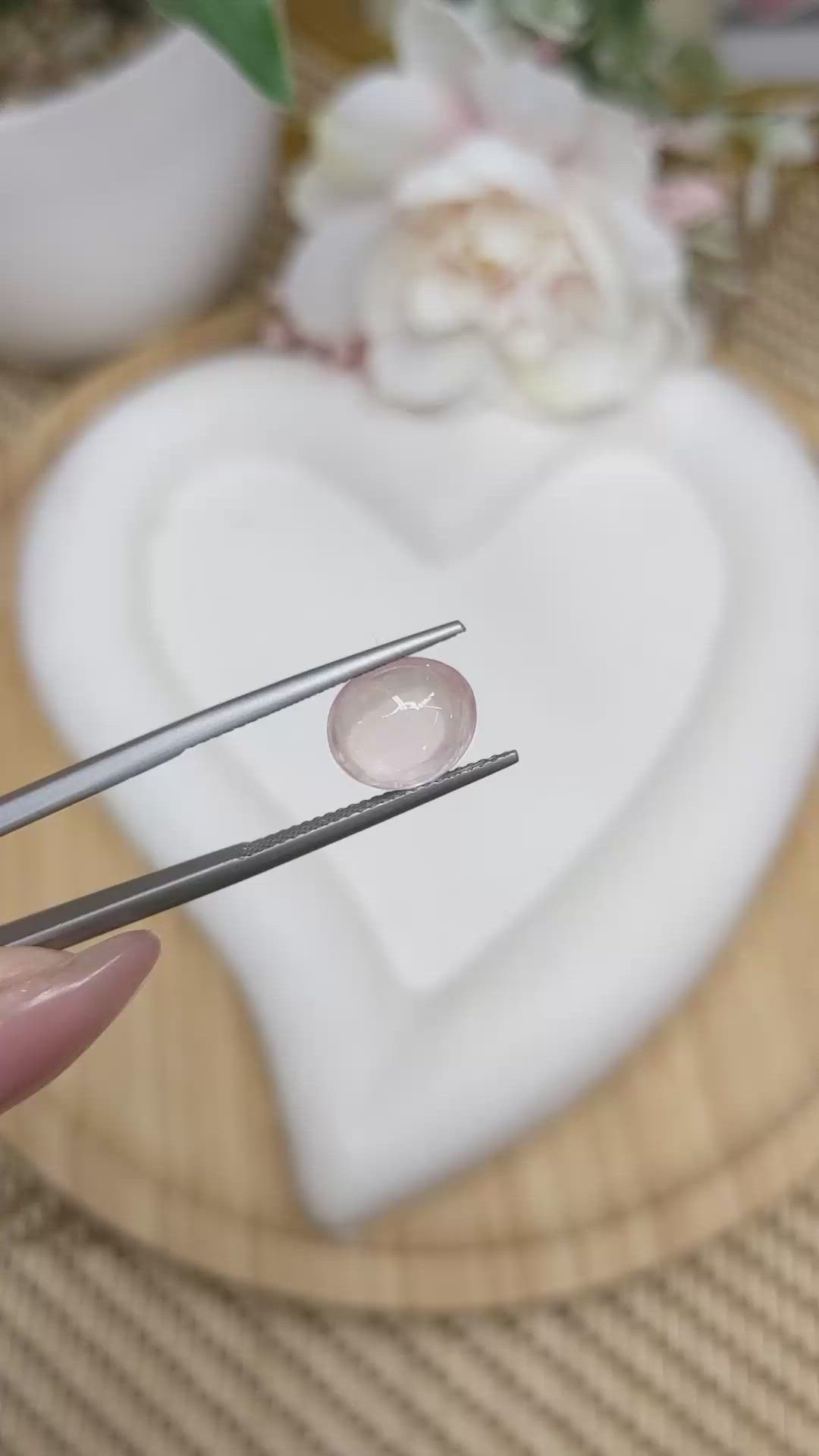 3.05 Ct. Pink Cabochon Rose Quartz from Brazil Size Video