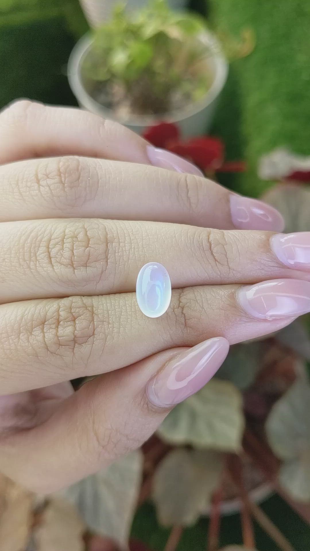 2.82 Ct. Blue Flash Cabochon Moonstone from Ceylon (Sri Lanka) Size Video
