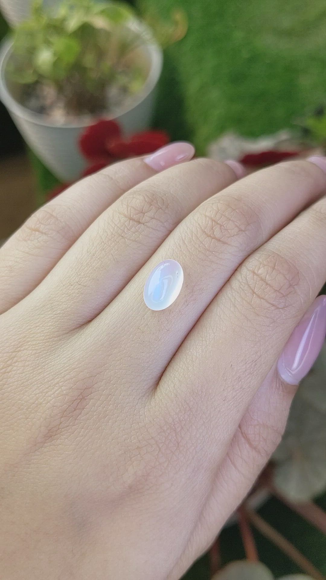 2.82 Ct. Blue Flash Cabochon Moonstone from Ceylon (Sri Lanka) Size Video