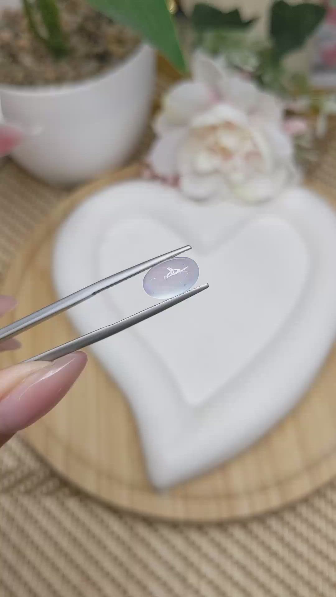 2.82 Ct. Blue Flash Cabochon Moonstone from Ceylon (Sri Lanka) Size Video