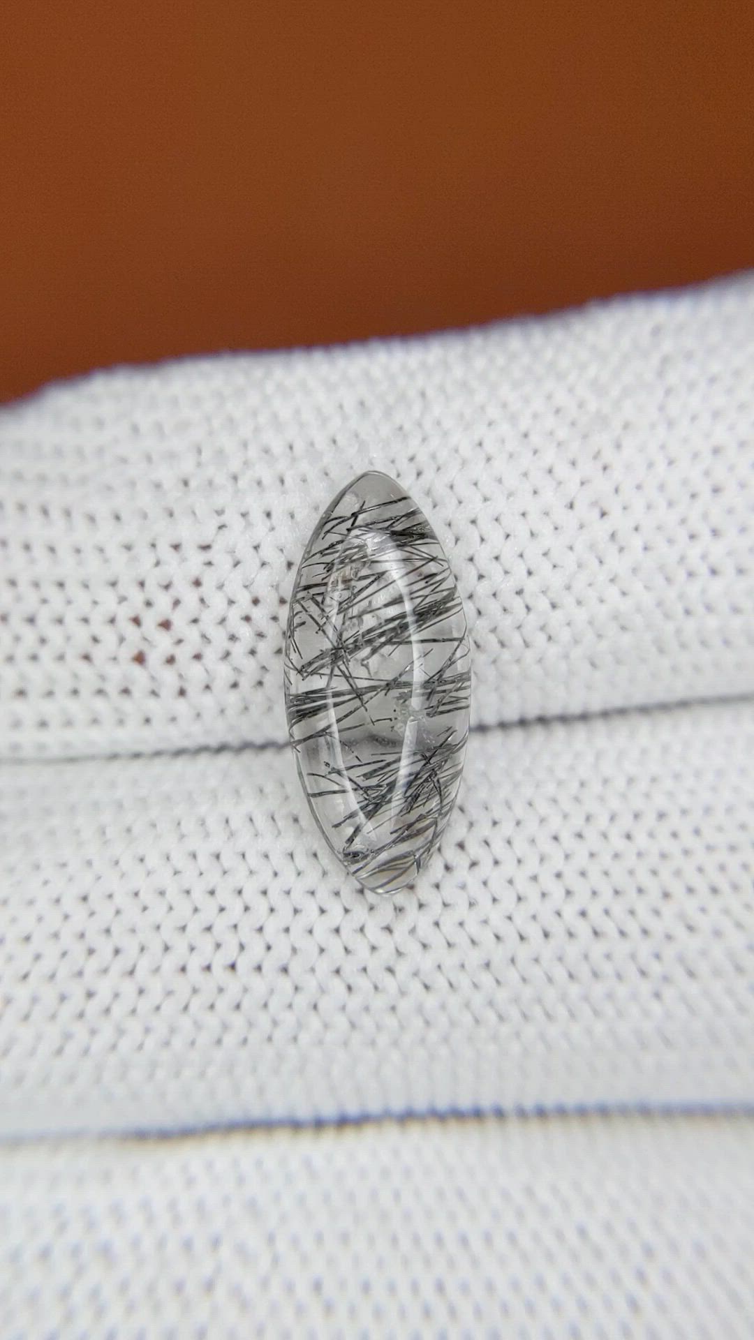 3.36 Ct. White Cabochon Rutilated Quartz from Ceylon (Sri Lanka) Size Video