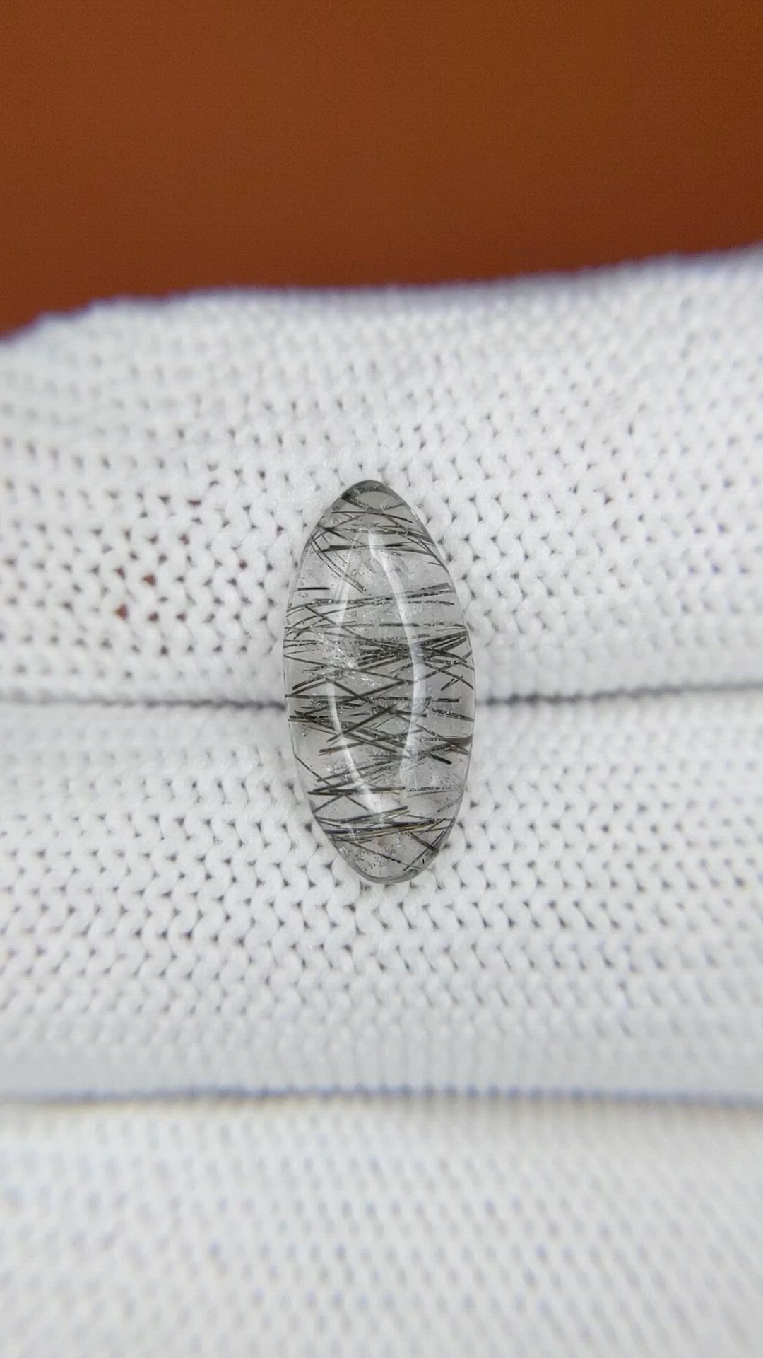 2.62 Ct. White Cabochon Rutilated Quartz from Ceylon (Sri Lanka) Size Video