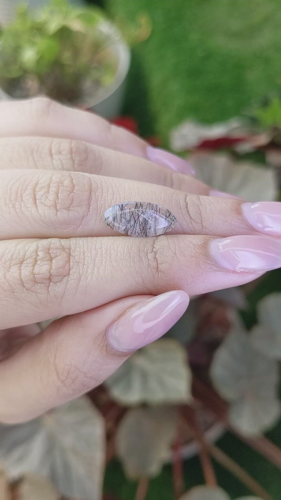 2.62 Ct. White Cabochon Rutilated Quartz from Ceylon (Sri Lanka) Size Video